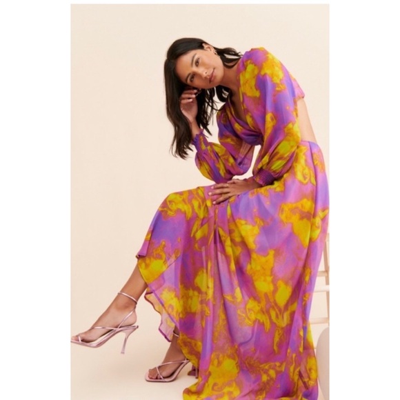 Delfi Selena Cut-Out Chiffon Maxi Dress Large - Picture 3 of 11